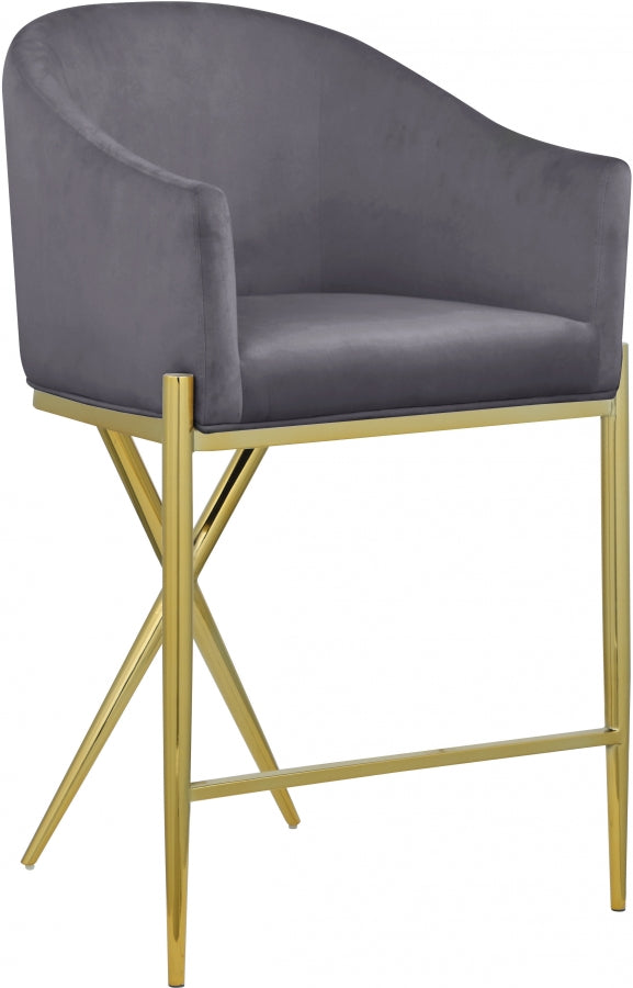 Xavier Velvet Upholstered Counter Stool — 867-C - Grey - 867Grey-C