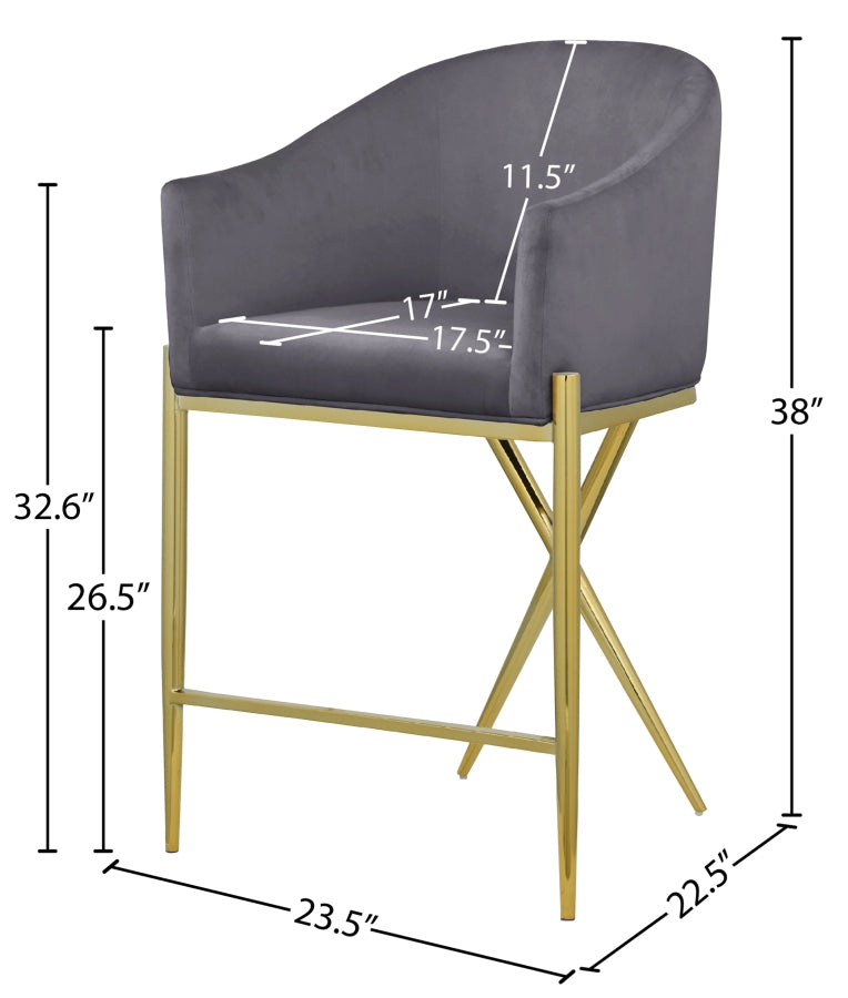 Xavier Velvet Upholstered Counter Stool — 867-C - Grey - 867Grey-C Dim