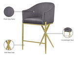 Xavier Velvet Upholstered Counter Stool — 867-C - Grey - 867Grey-C Infographic