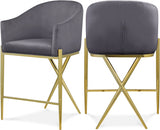 Xavier Velvet Upholstered Counter Stool — 867-C - Grey - 867Grey-C Double Chair