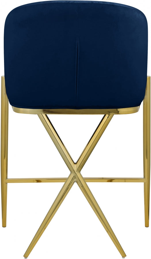 Xavier Velvet Upholstered Counter Stool — 867-C - Blue - 867Navy-C alternate view 2