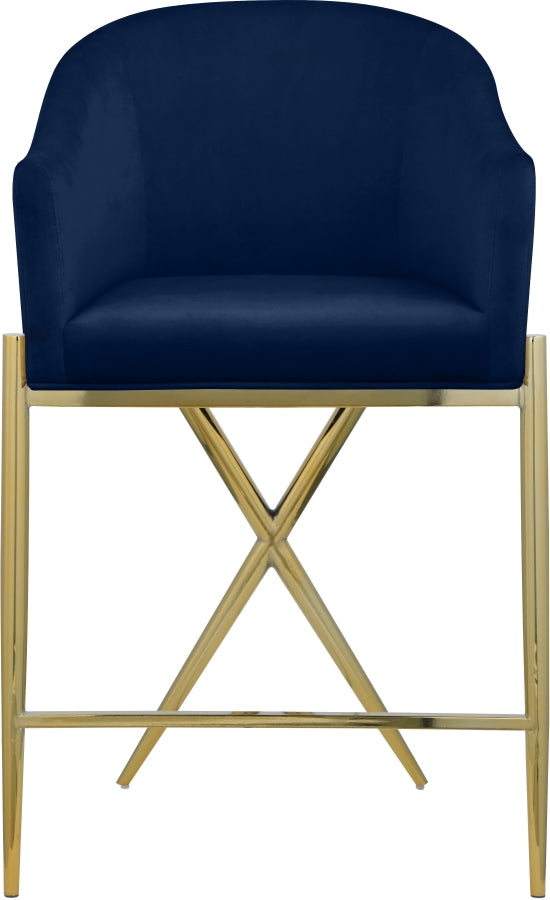 Xavier Velvet Upholstered Counter Stool — 867-C - Blue - 867Navy-C alternate view 3