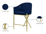 Xavier Velvet Upholstered Counter Stool — 867-C - Blue - 867Navy-C Infographic