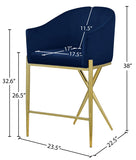 Xavier Velvet Upholstered Counter Stool — 867-C - Blue - 867Navy-C Dim