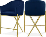 Xavier Velvet Upholstered Counter Stool — 867-C - Blue - 867Navy-C Double Chair