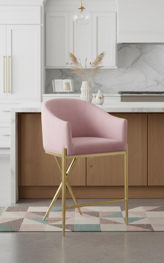 Xavier Velvet Upholstered Counter Stool — 867-C - Pink - 867Pink-C alternate view 1