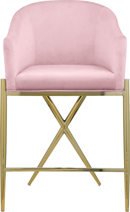 Xavier Velvet Upholstered Counter Stool — 867-C - Pink - 867Pink-C alternate view 3