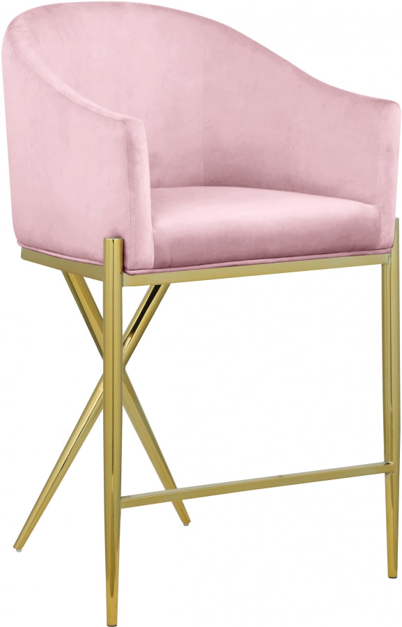 Xavier Velvet Upholstered Counter Stool — 867-C - Pink - 867Pink-C