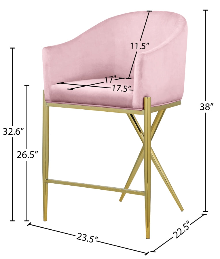 Xavier Velvet Upholstered Counter Stool — 867-C - Pink - 867Pink-C Dim
