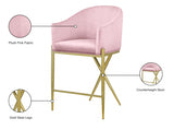 Xavier Velvet Upholstered Counter Stool — 867-C - Pink - 867Pink-C Infographic