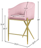 Xavier Velvet Upholstered Counter Stool — 867-C - Pink - 867Pink-C Dim