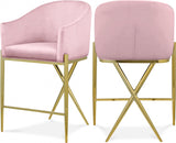 Xavier Velvet Upholstered Counter Stool — 867-C - Pink - 867Pink-C Double Chair