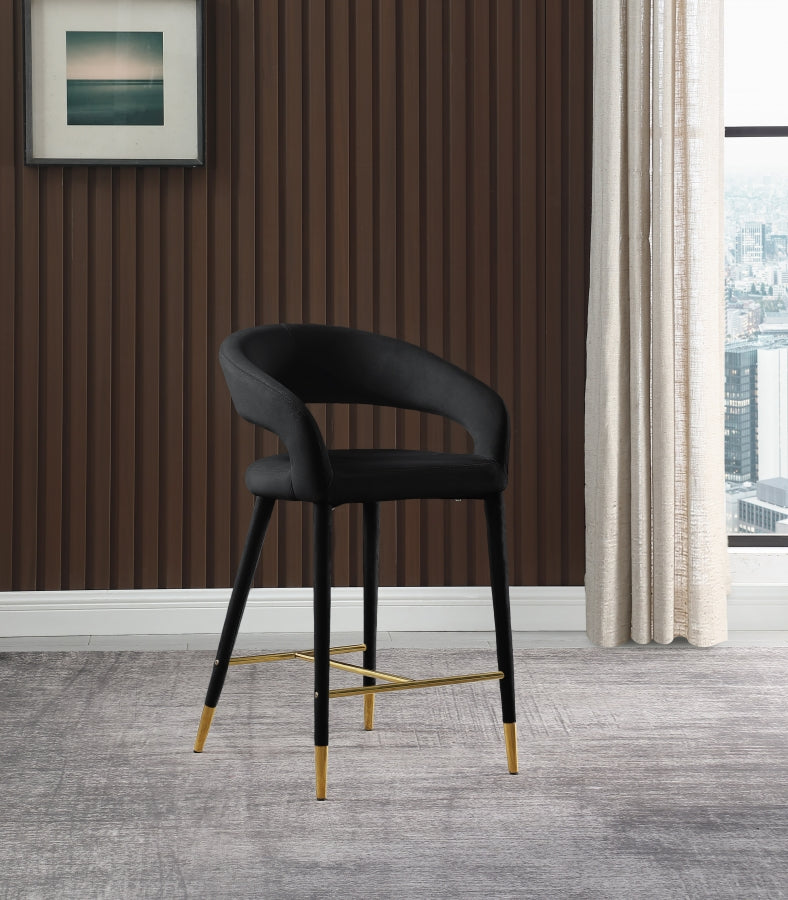 Destiny Velvet Upholstered Stool — 540-C - Black - 540Black-C alternate view 1