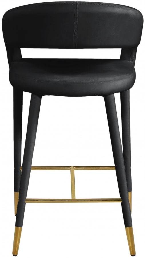 Destiny Velvet Upholstered Stool — 540-C - Black - 540Black-C alternate view 2