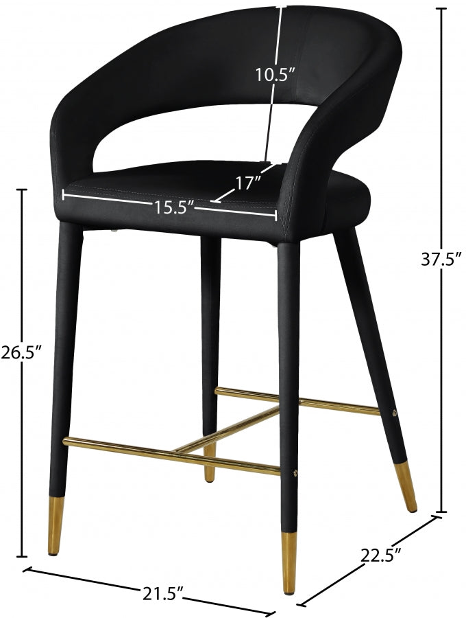 Destiny Velvet Upholstered Stool — 540-C - Black - 540Black-C Dim