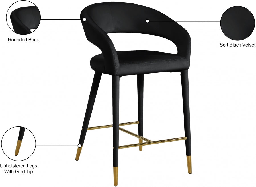 Destiny Velvet Upholstered Stool — 540-C - Black - 540Black-C Infographic