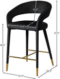 Destiny Velvet Upholstered Stool — 540-C - Black - 540Black-C Dim