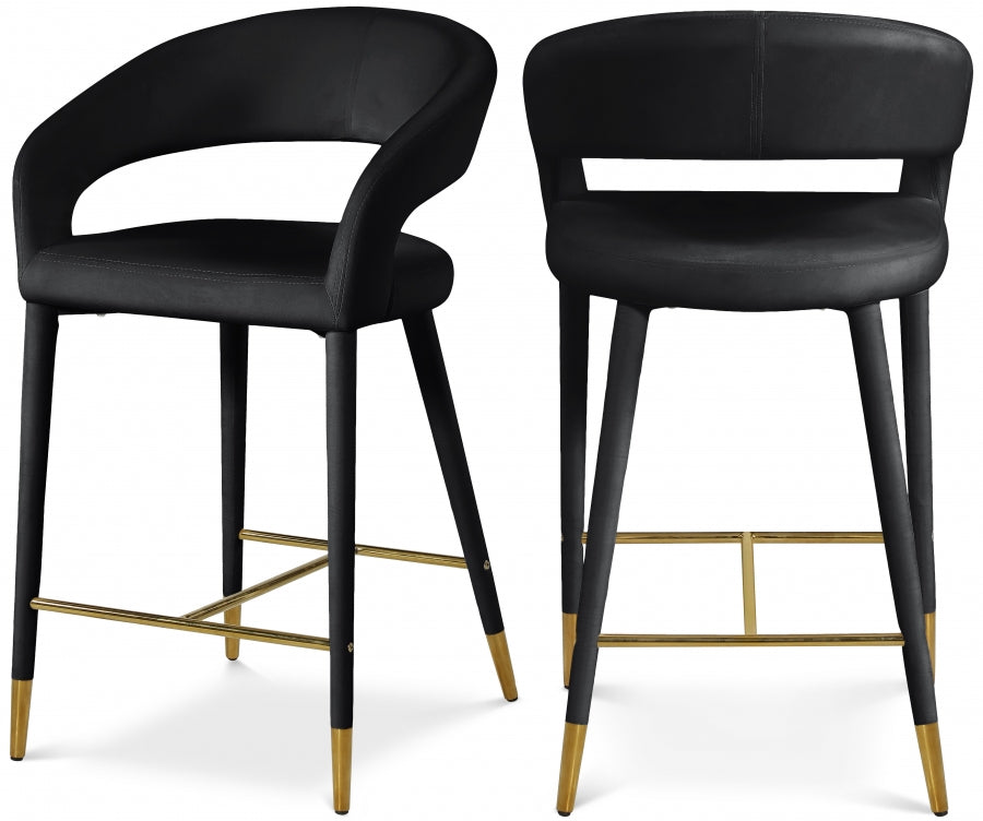Destiny Velvet Upholstered Stool — 540-C - Black - 540Black-C Double Chair