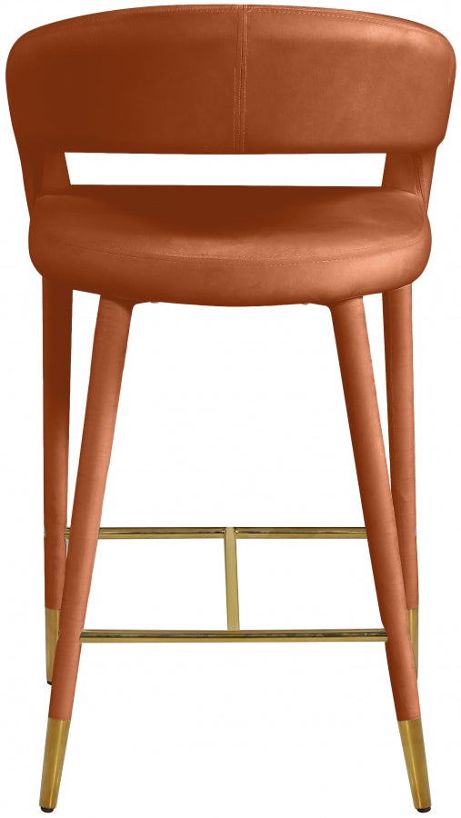 Destiny Velvet Upholstered Stool — 540-C - Cognac - 540Cognac-C alternate view 2