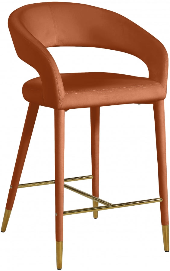 Destiny Velvet Upholstered Stool — 540-C - Cognac - 540Cognac-C