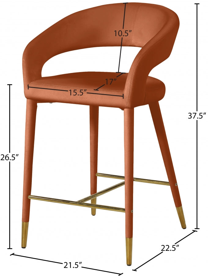 Destiny Velvet Upholstered Stool — 540-C - Cognac - 540Cognac-C Dim