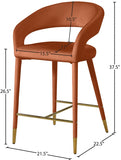 Destiny Velvet Upholstered Stool — 540-C - Cognac - 540Cognac-C Dim