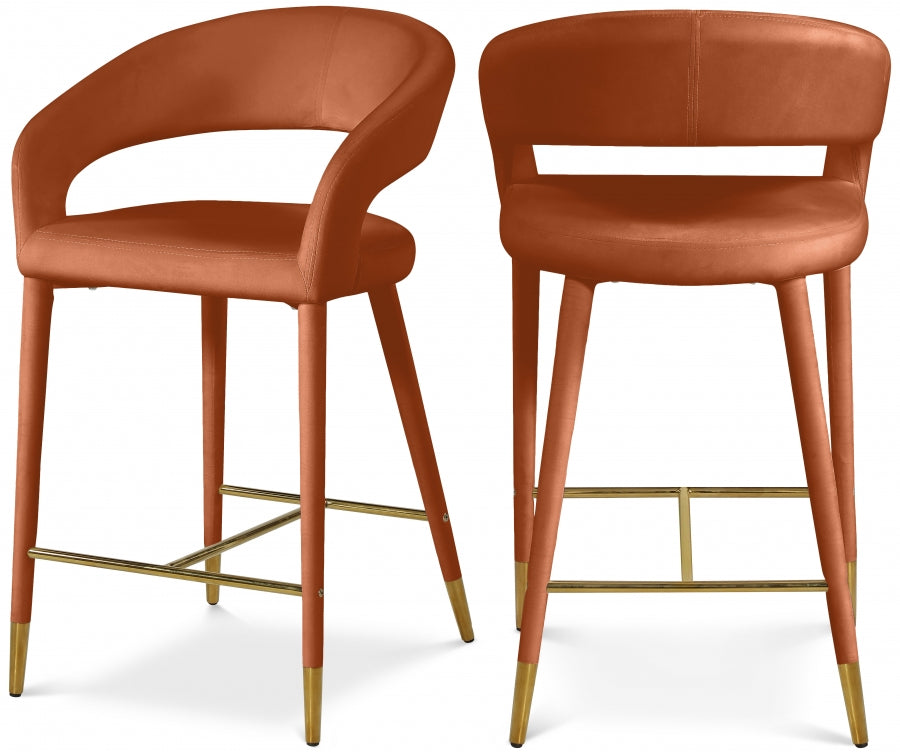 Destiny Velvet Upholstered Stool — 540-C - Cognac - 540Cognac-C Double Chair