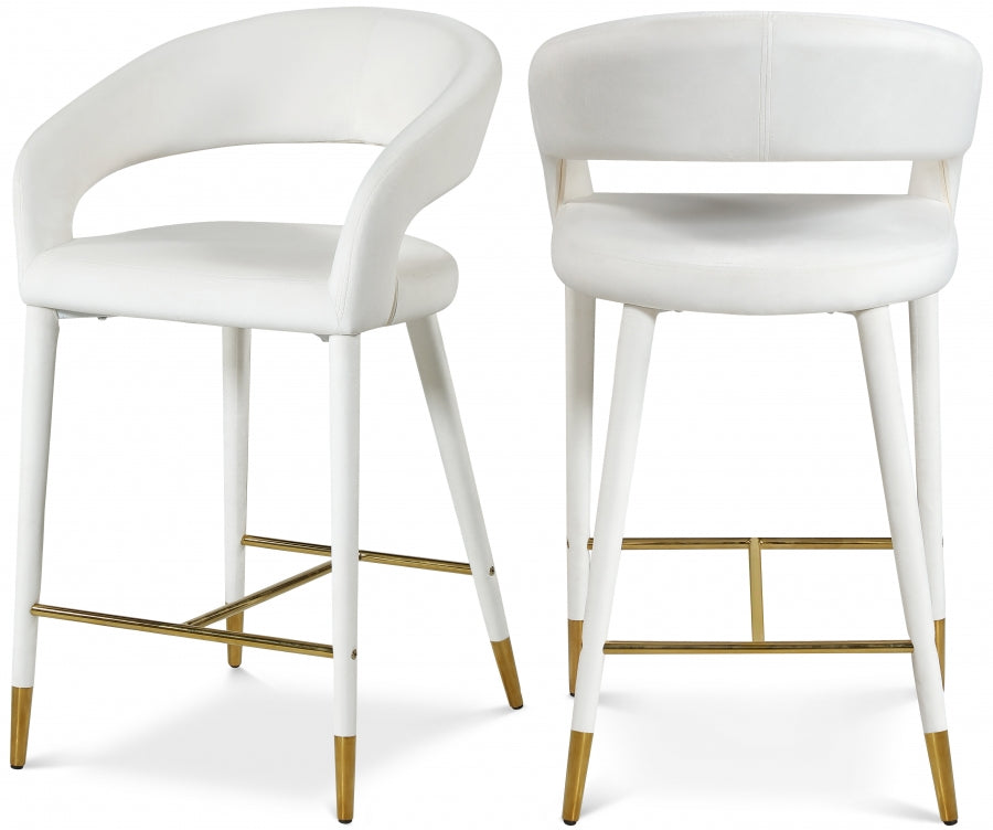 Destiny Velvet Upholstered Stool — 540-C - Cream - 540Cream-C Double Chair