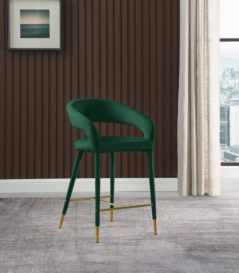 Destiny Velvet Upholstered Stool — 540-C - Green - 540Green-C alternate view 1