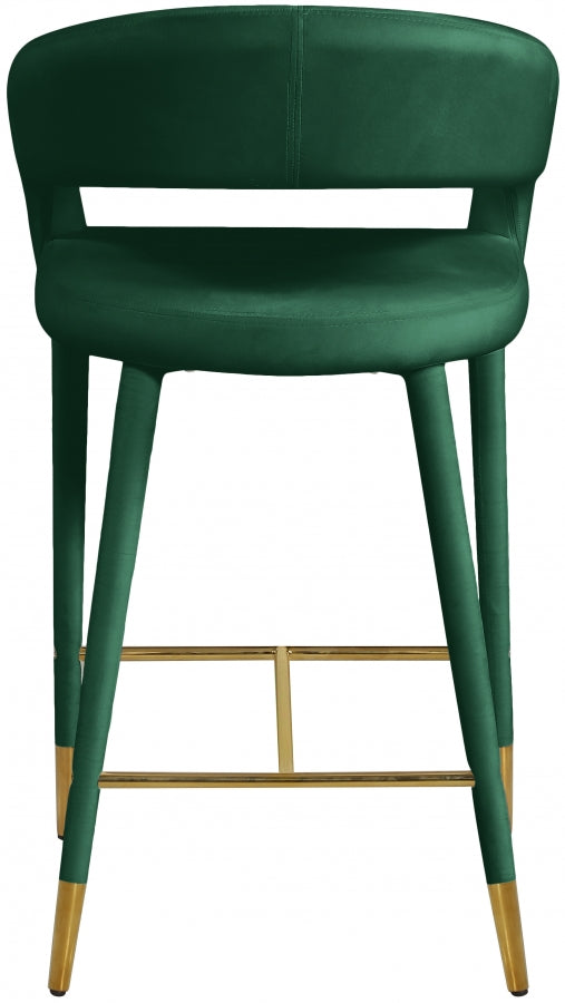 Destiny Velvet Upholstered Stool — 540-C - Green - 540Green-C alternate view 2