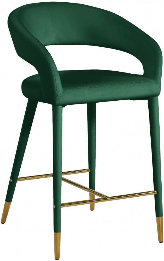 Destiny Velvet Upholstered Stool — 540-C - Green - 540Green-C