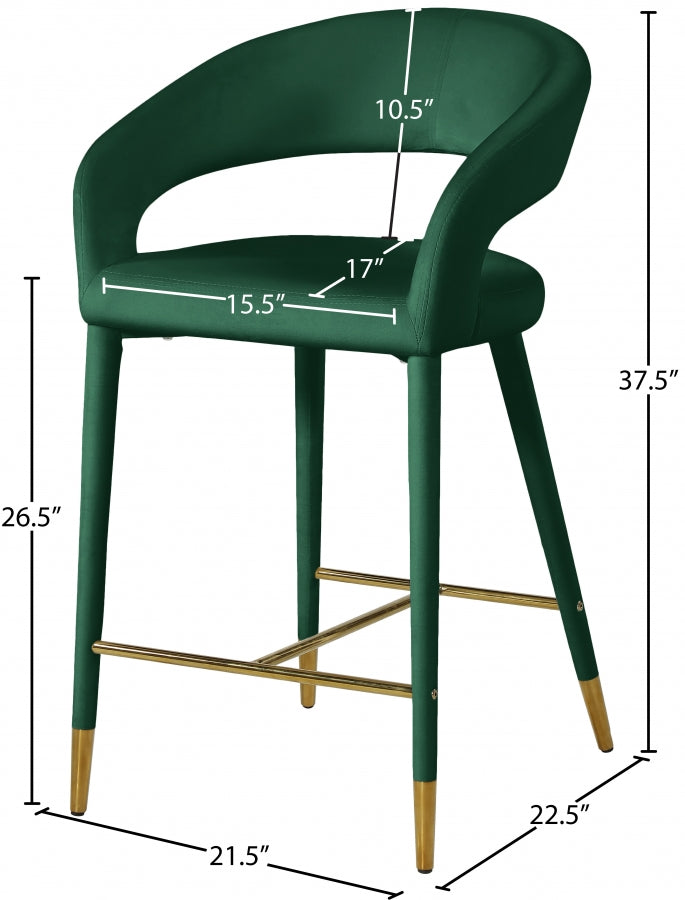 Destiny Velvet Upholstered Stool — 540-C - Green - 540Green-C Dim