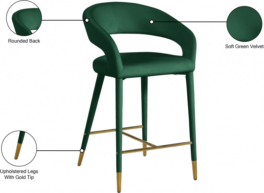 Destiny Velvet Upholstered Stool — 540-C - Green - 540Green-C Infographic