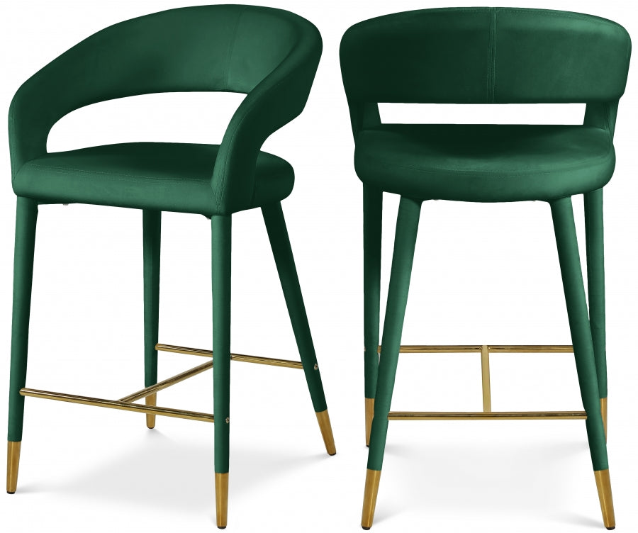 Destiny Velvet Upholstered Stool — 540-C - Green - 540Green-C Double Chair