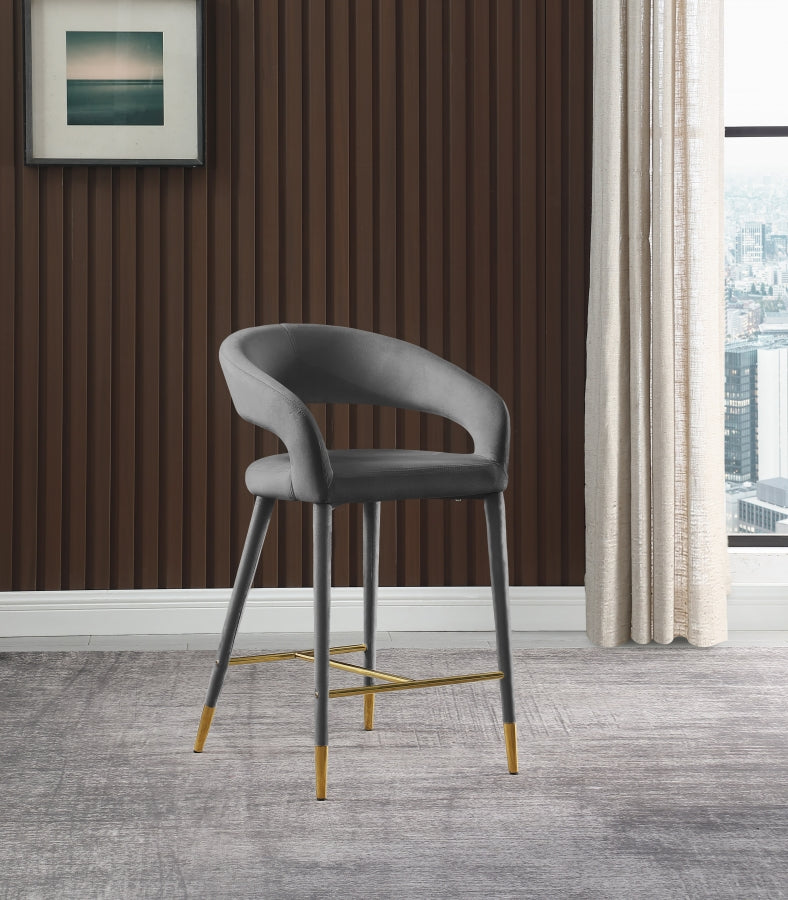 Destiny Velvet Upholstered Stool — 540-C - Grey - 540Grey-C alternate view 1