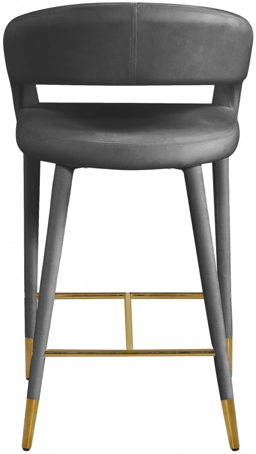 Destiny Velvet Upholstered Stool — 540-C - Grey - 540Grey-C alternate view 2