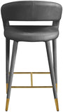 Destiny Velvet Upholstered Stool — 540-C - Grey - 540Grey-C alternate view 2