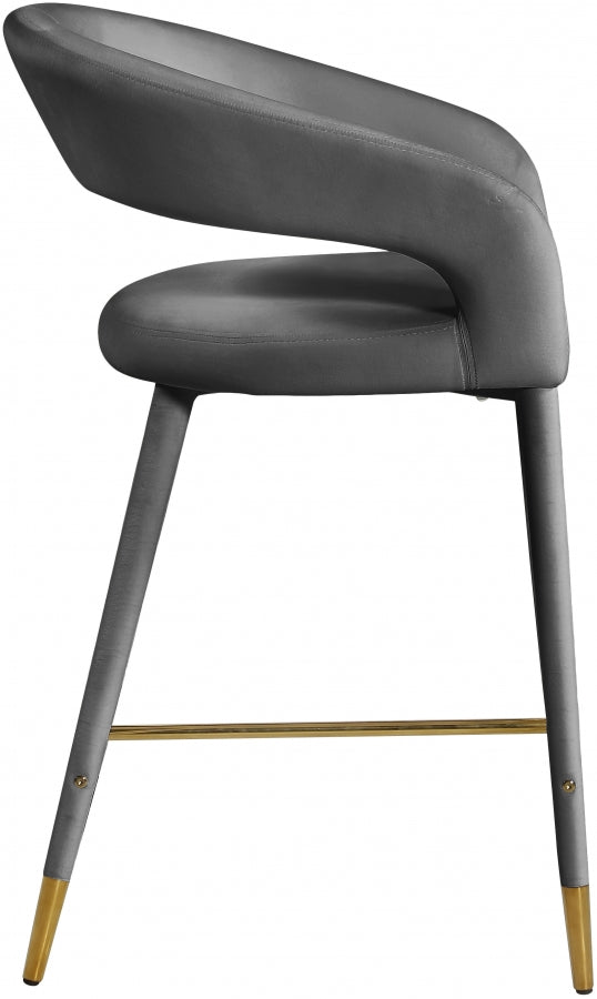 Destiny Velvet Upholstered Stool — 540-C - Grey - 540Grey-C alternate view 4
