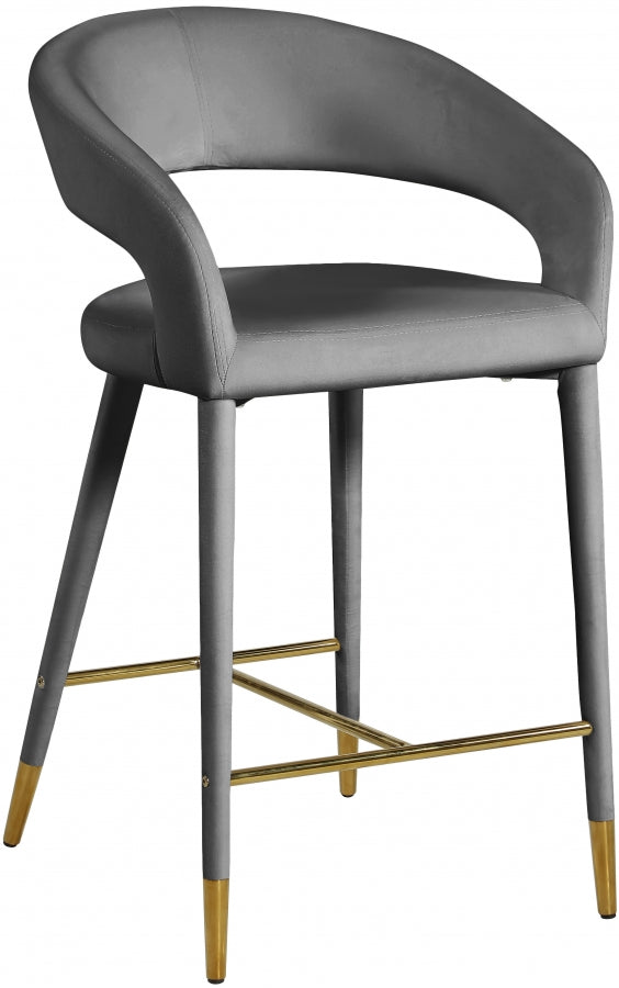 Destiny Velvet Upholstered Stool — 540-C - Grey - 540Grey-C