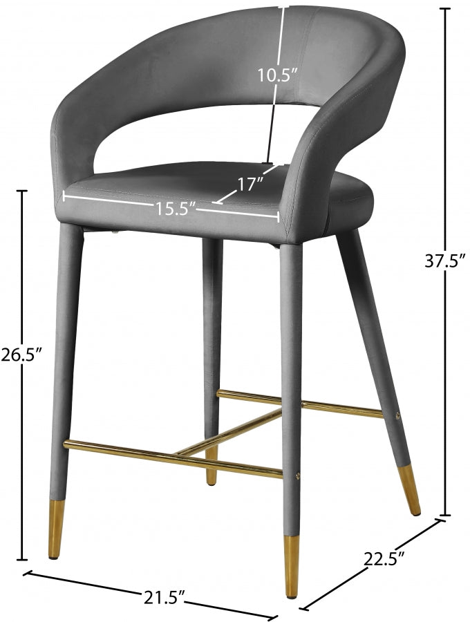 Destiny Velvet Upholstered Stool — 540-C - Grey - 540Grey-C Dim