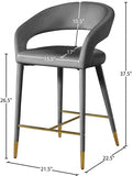 Destiny Velvet Upholstered Stool — 540-C - Grey - 540Grey-C Dim
