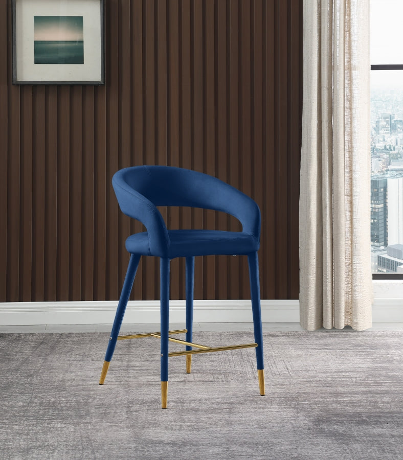 Destiny Velvet Upholstered Stool — 540-C - Blue - 540Navy-C alternate view 1