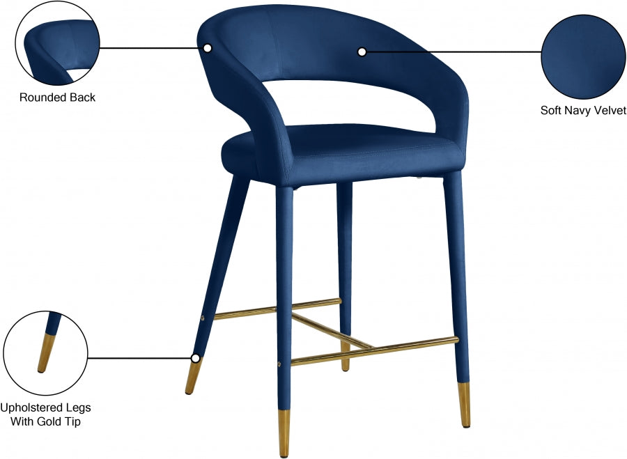 Destiny Velvet Upholstered Stool — 540-C - Blue - 540Navy-C Infographic