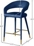 Destiny Velvet Upholstered Stool — 540-C - Blue - 540Navy-C Dim