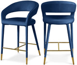 Destiny Velvet Upholstered Stool — 540-C - Blue - 540Navy-C Double Chair