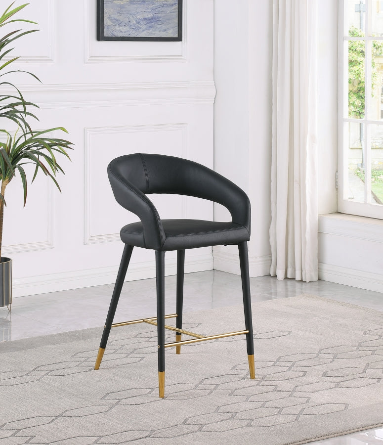 Destiny Vegan Leather Upholstered Stool — 541-C - Black - 541Black-C alternate view 1