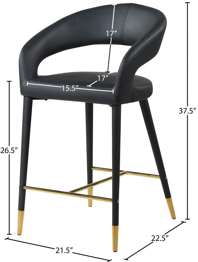 Destiny Vegan Leather Upholstered Stool — 541-C - Black - 541Black-C Dim
