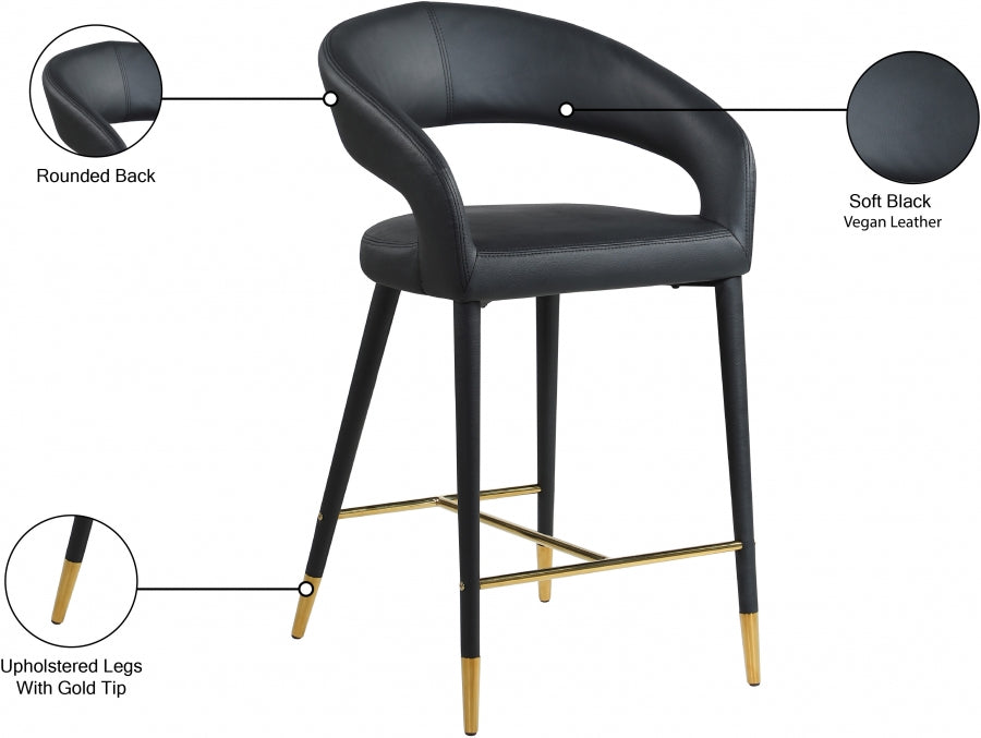 Destiny Vegan Leather Upholstered Stool — 541-C - Black - 541Black-C Infographic