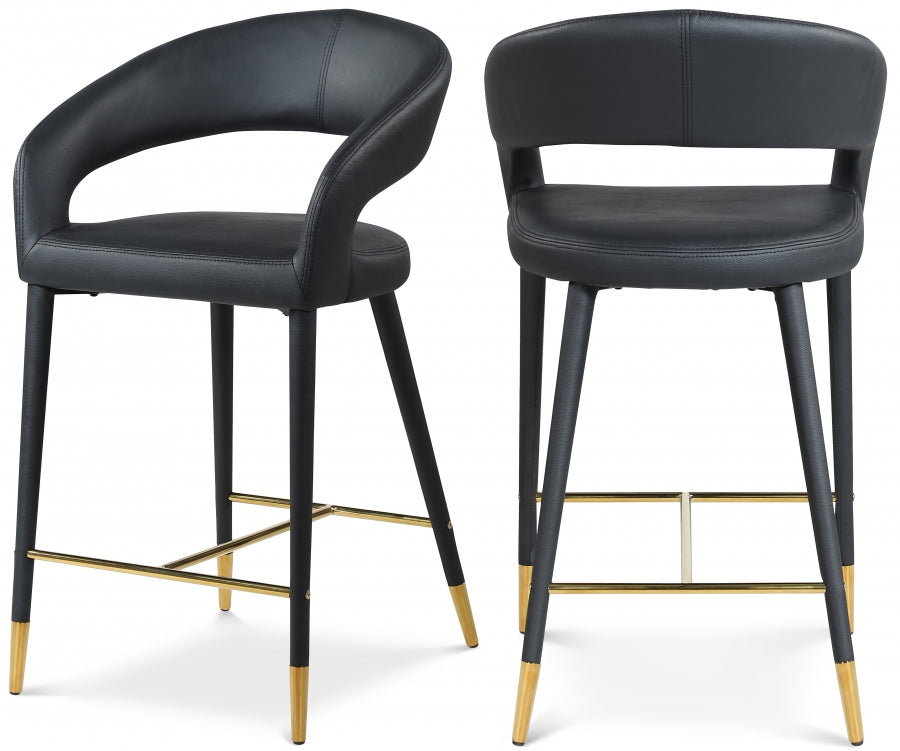 Destiny Vegan Leather Upholstered Stool — 541-C - Black - 541Black-C Double Chair