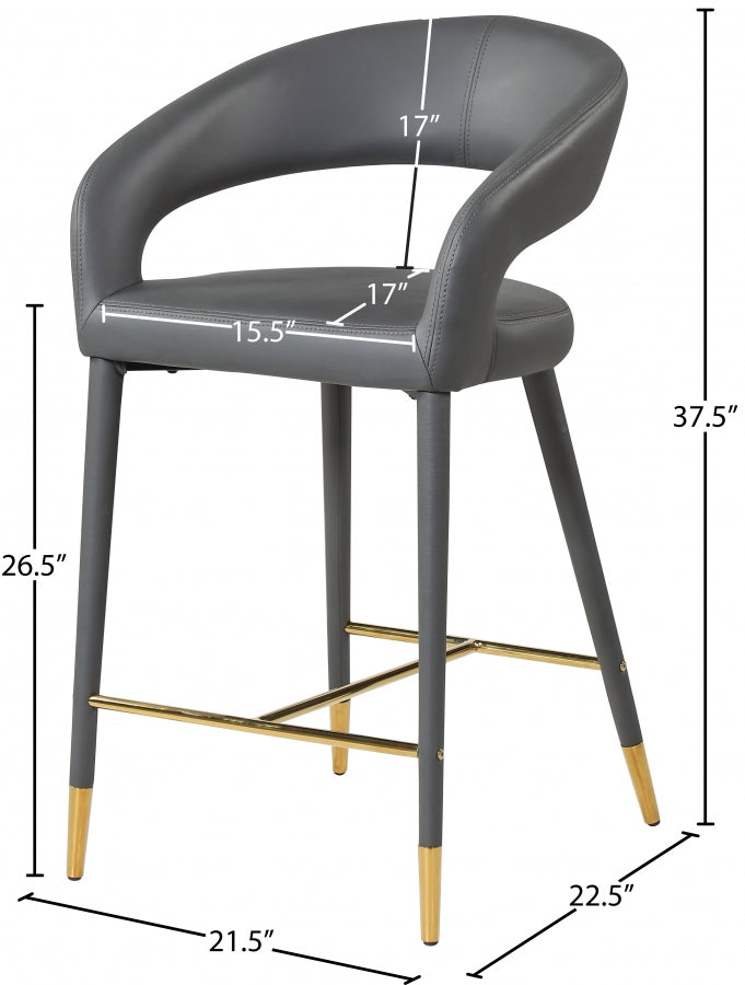 Destiny Vegan Leather Upholstered Stool — 541-C - Grey - 541Grey-C Dim